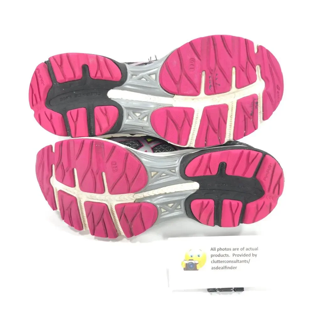 Asics Gel-Flux 3 Athletic Lace Up Shoe Womens Size 7 T664N Black Yellow Pink